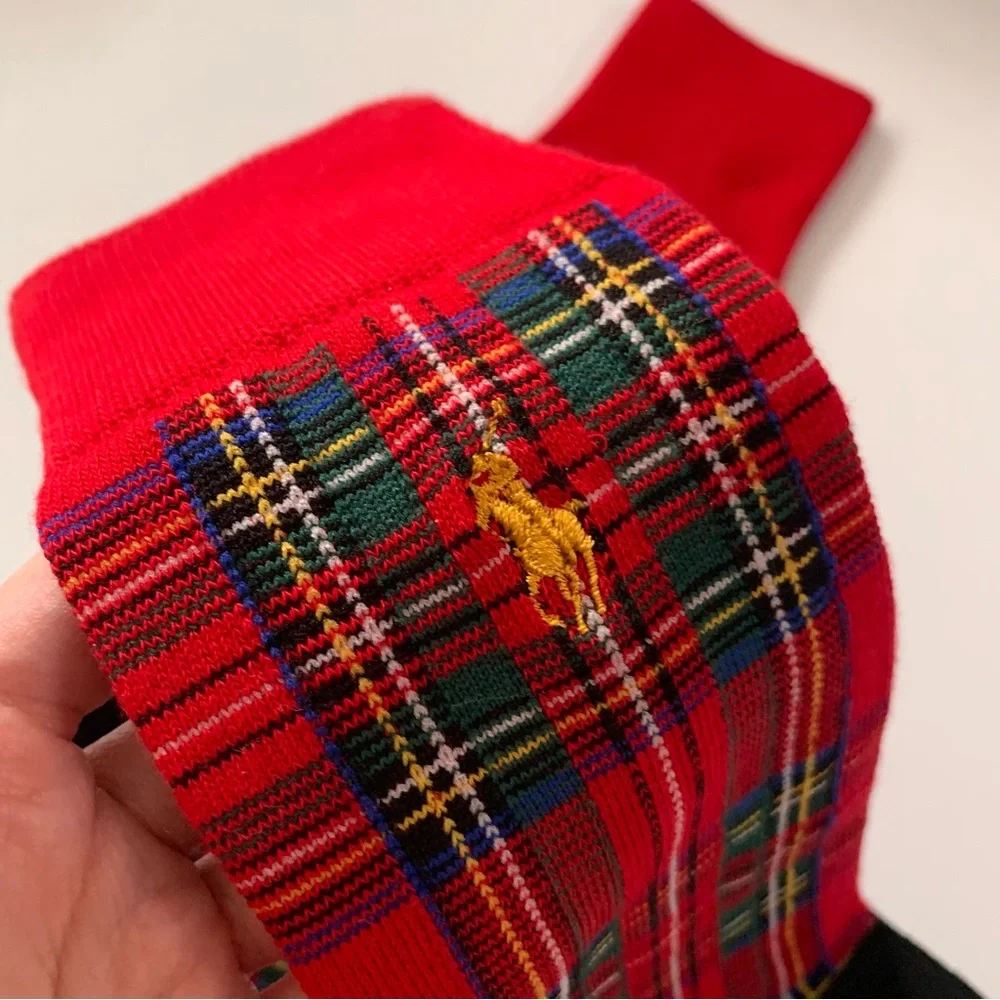 New Ralph Lauren Red plaid long socks